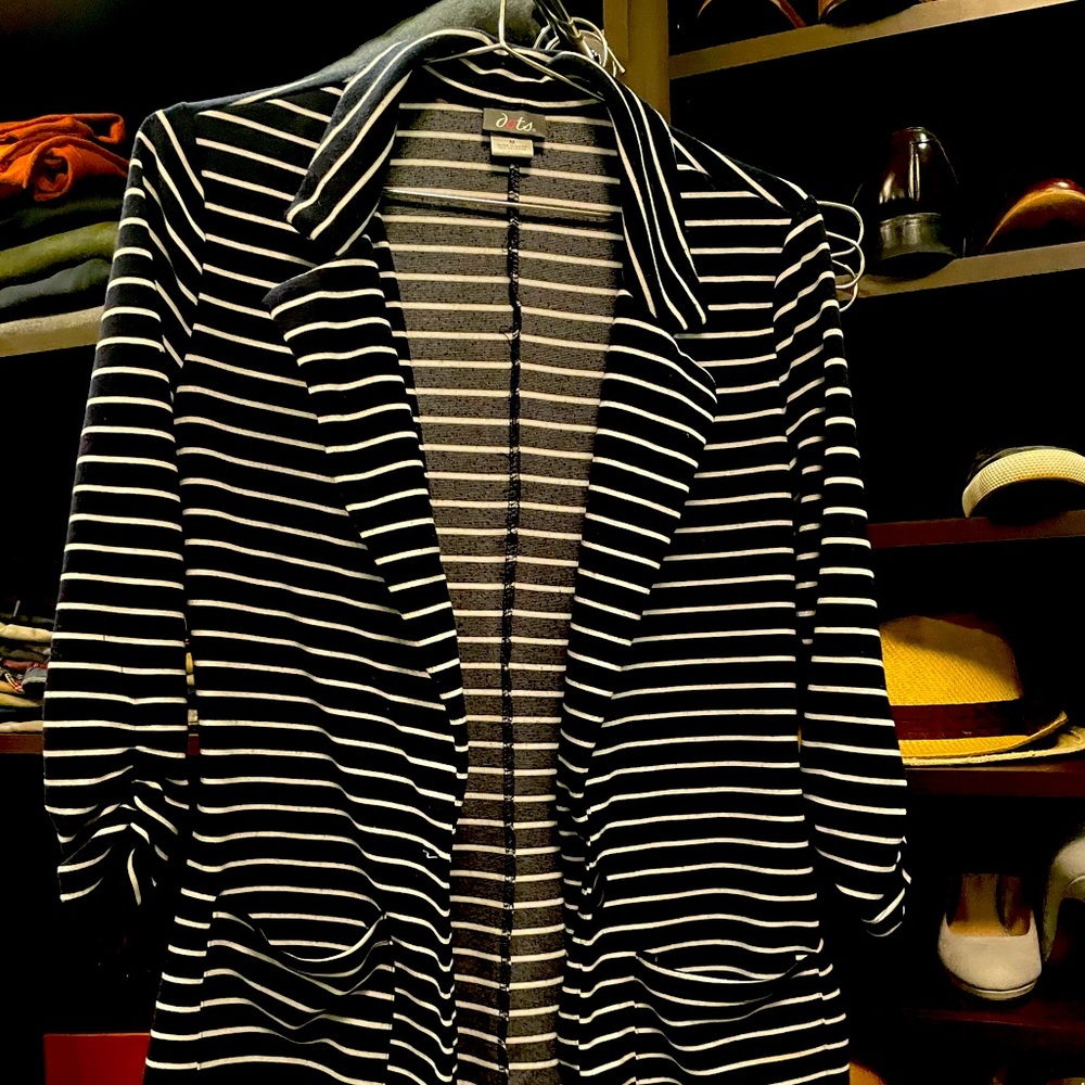 Navy blue & white cotton blazer